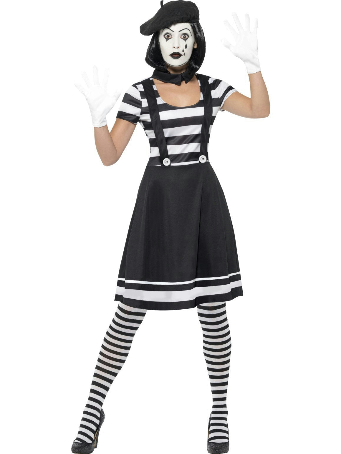 Smiffy's Women's Black and White Lady Mime Artist Adult Costume Small 6-8