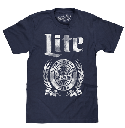 Miller Lite Logo Mens T Shirt Navy Blue