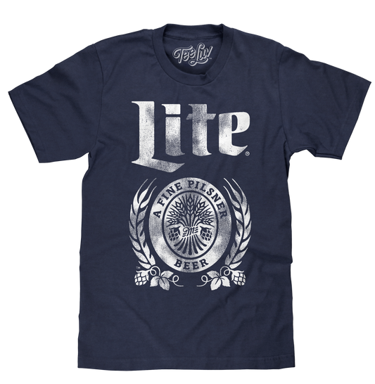 Miller Lite Logo Mens T Shirt Navy Blue