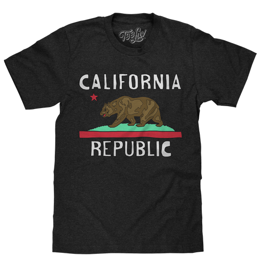 California Republic Mens T Shirt Gray