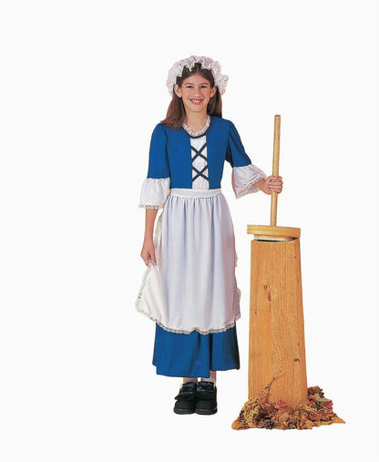 Colonial Girl Child Costume Dress and Mop Cap Size X-Large 16-18