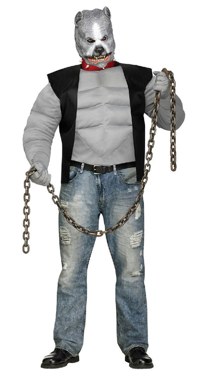 Fun World Men's Pit Bull Biker Dog Plus Size Costume & Mask up to 300 lbs