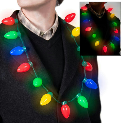 Retro Large Christmas C7 Bulb Necklace Light Up Flashing LED Lights Christmas