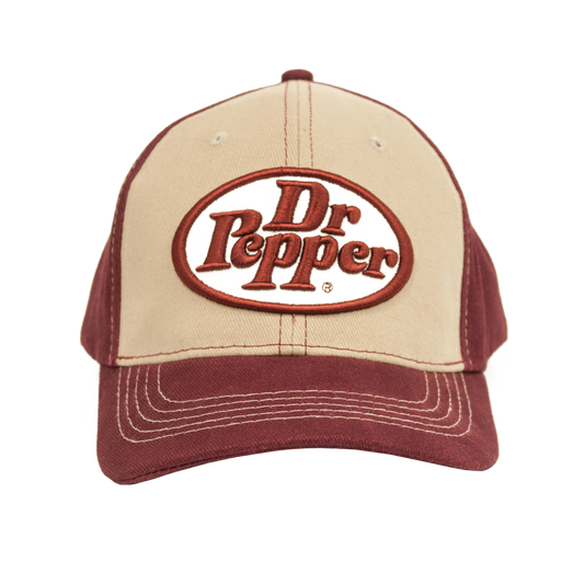 Dr Pepper Oval Logo Adjustable Hat Tan and Red