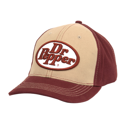 Dr Pepper Oval Logo Adjustable Hat Tan and Red