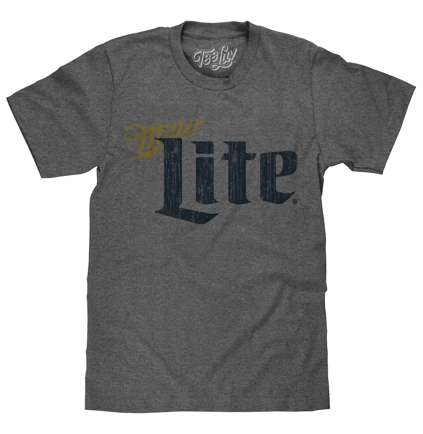 Miller Lite Distressed LogoMens T Shirt Gray