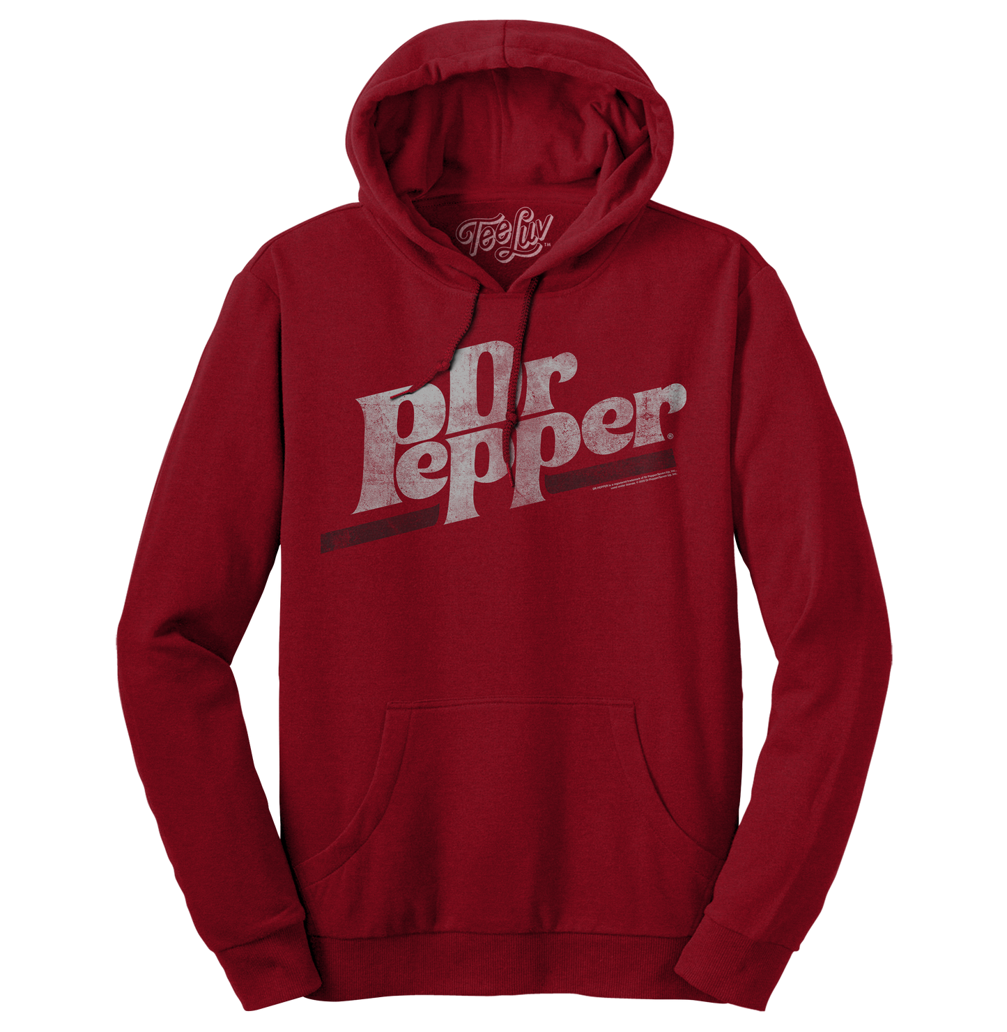 Dr Pepper Distressed Logo Pullover Hooded Sweatshirt Hoodie Red