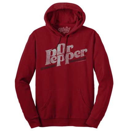 Dr Pepper Distressed Logo Pullover Hooded Sweatshirt Hoodie Red