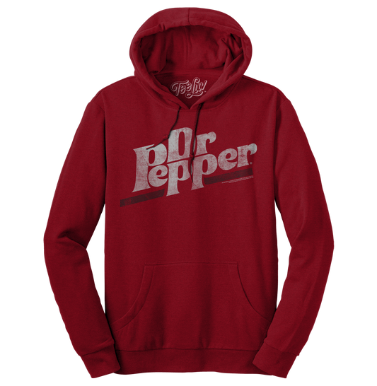 Dr Pepper Distressed Logo Pullover Hooded Sweatshirt Hoodie Red