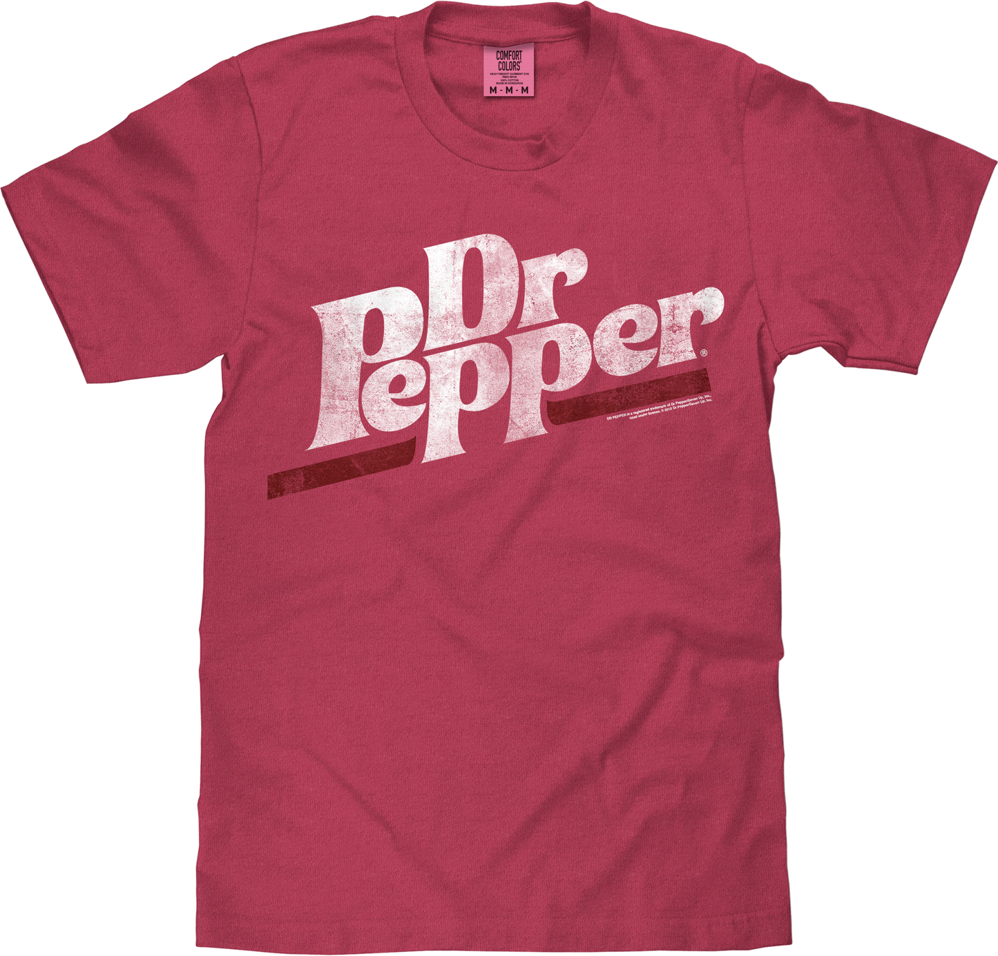 Tee Luv x Comfort Colors Distressed Dr Pepper Logo Mens T Shirt Brick Red