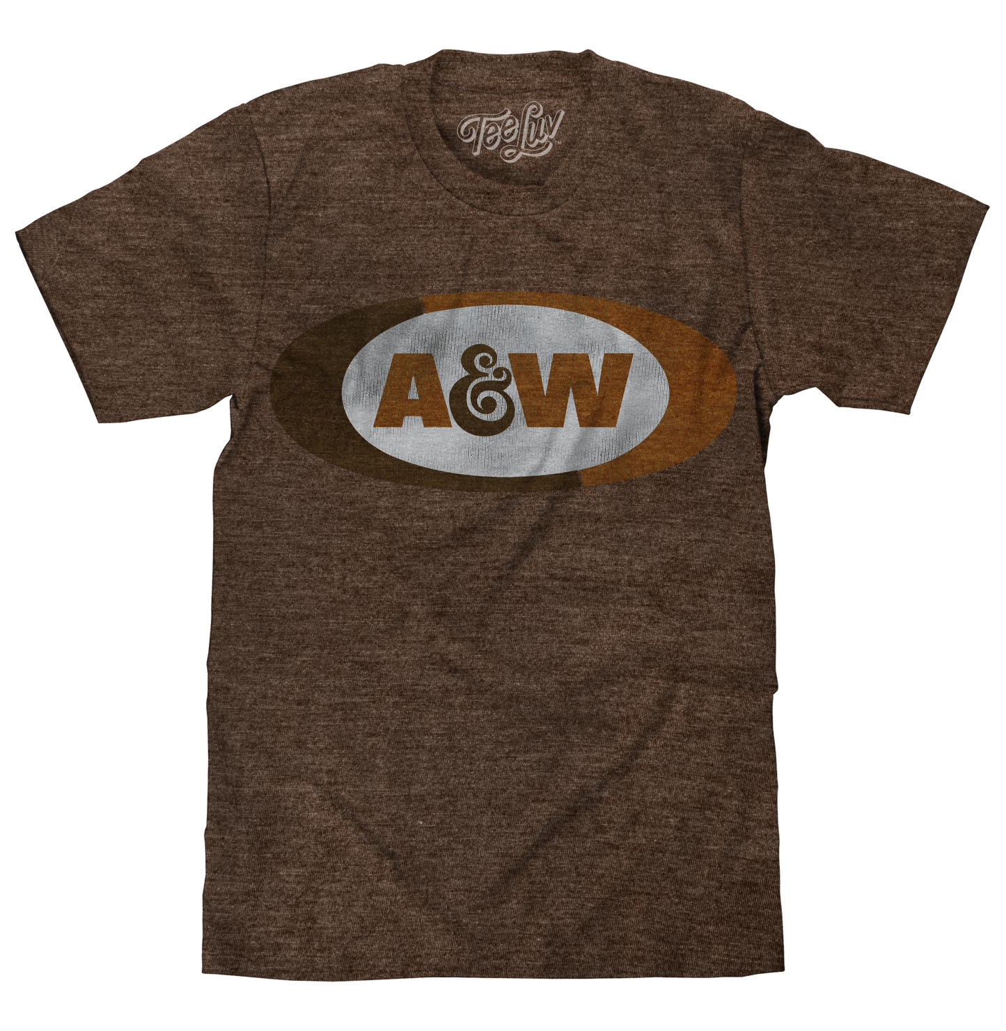 A&W Faded Logo Mens T Shirt Brown