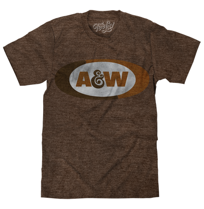 A&W Faded Logo Mens T Shirt Brown