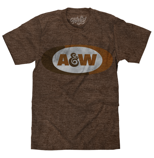 A&W Faded Logo Mens T Shirt Brown