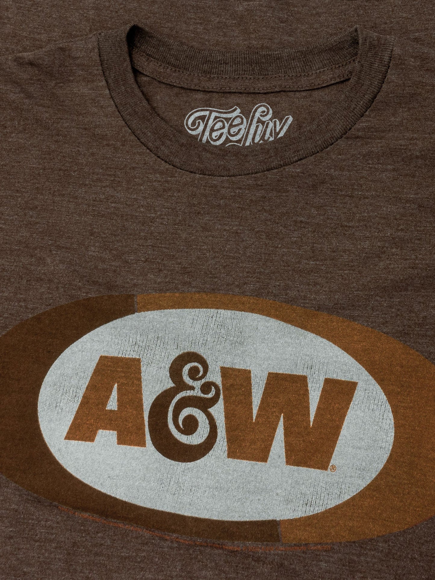 A&W Faded Logo Mens T Shirt Brown