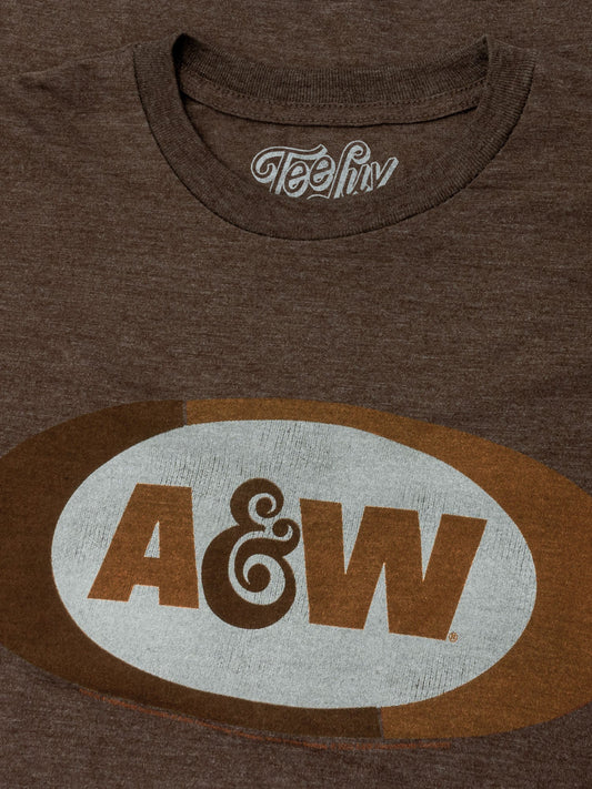 A&W Faded Logo Mens T Shirt Brown