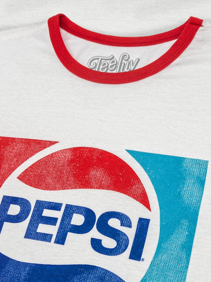 Pepsi Ringer Mens T Shirt White and Red