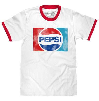 Pepsi Ringer Mens T Shirt White and Red