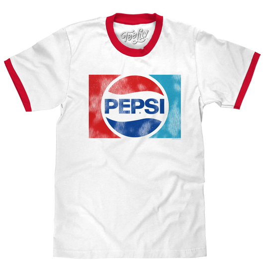 Pepsi Ringer Mens T Shirt White and Red