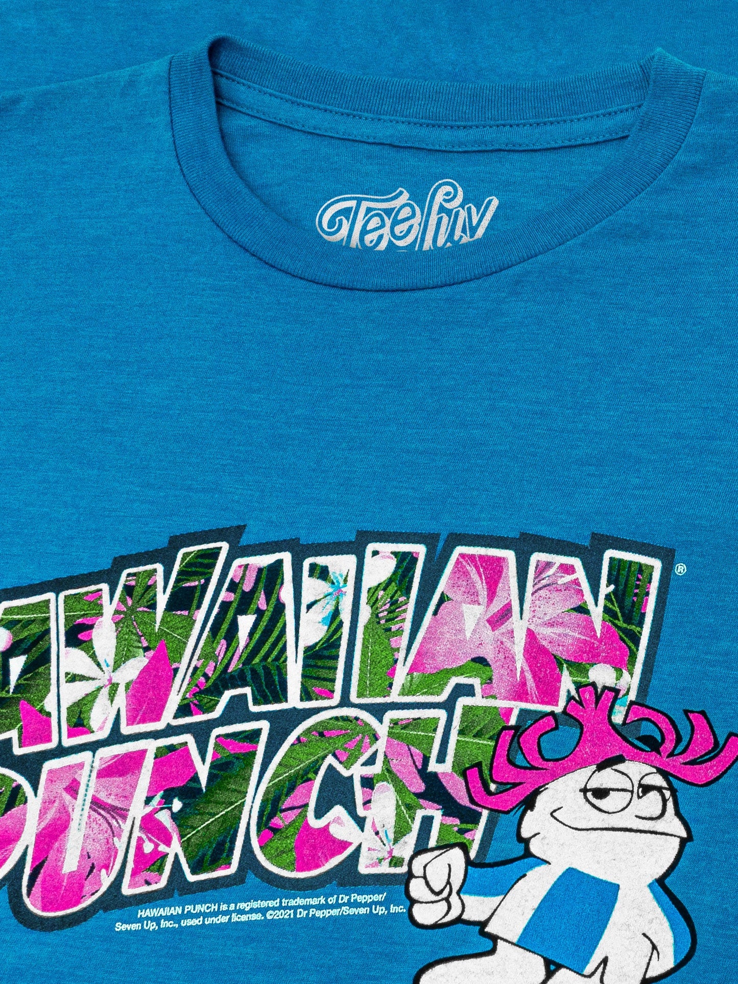 Hawaiian Punch Floral Print Mens T Shirt Blue