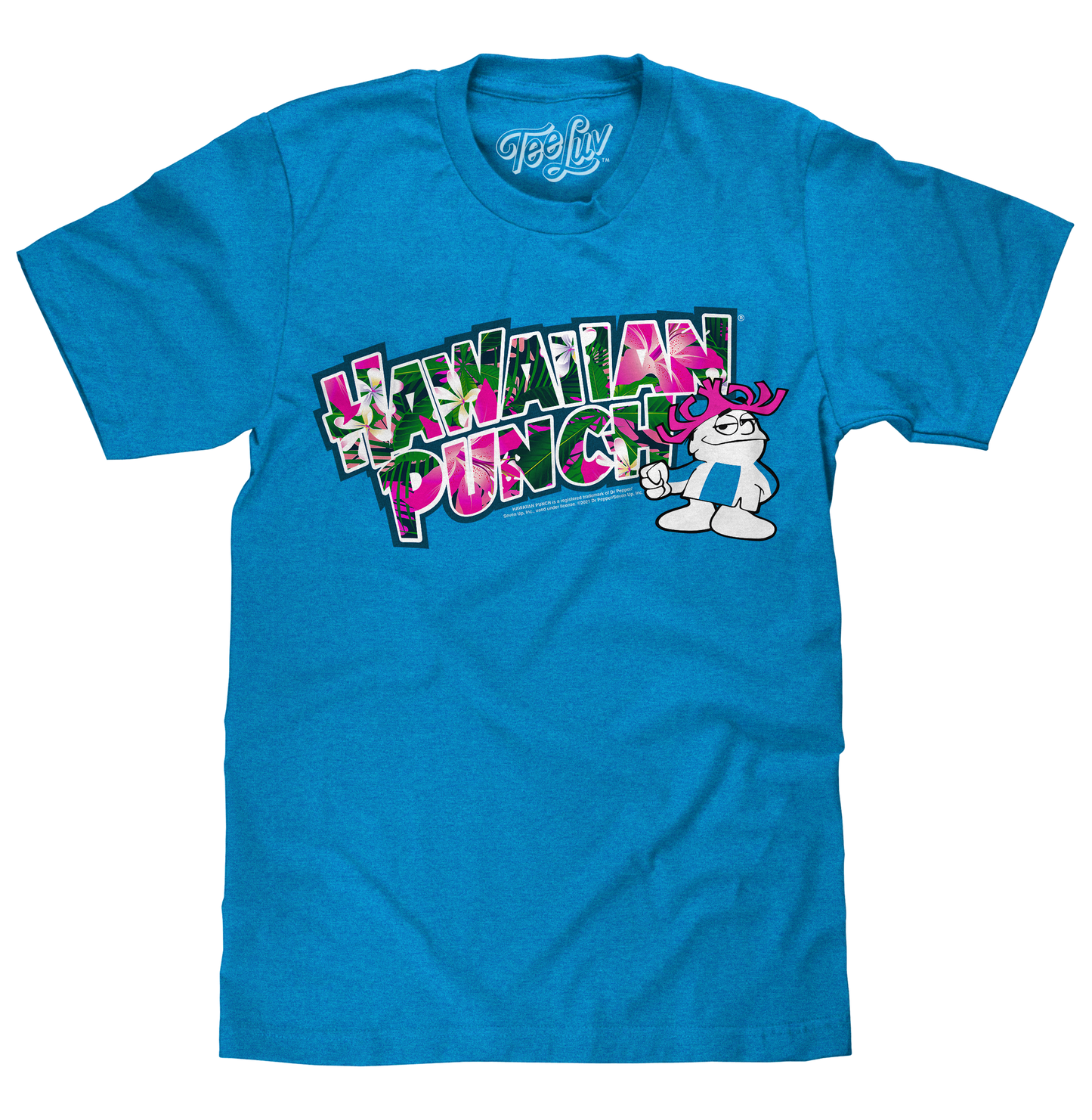 Hawaiian Punch Floral Print Mens T Shirt Blue
