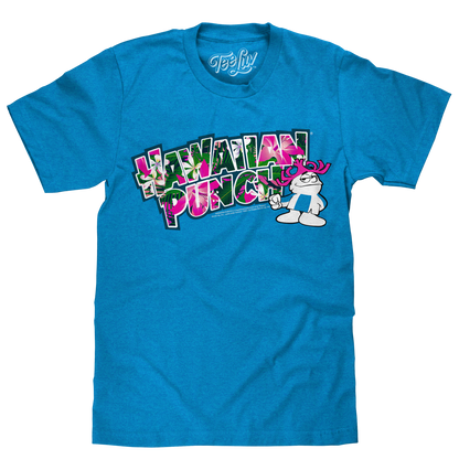 Hawaiian Punch Floral Print Mens T Shirt Blue