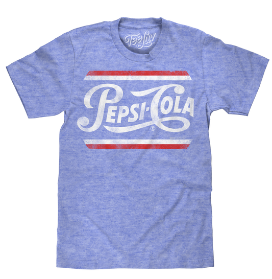 Pepsi Classic Script Mens T Shirt Royal Blue Snow Heather