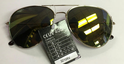 Aviator Laser Lens Yellow Orange Green Tint Lens Shades Sunglasses UV 400