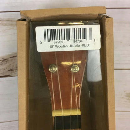 18" Wooden Ukulele Red Floral Hawaiian Print Tropical Party Accessory
