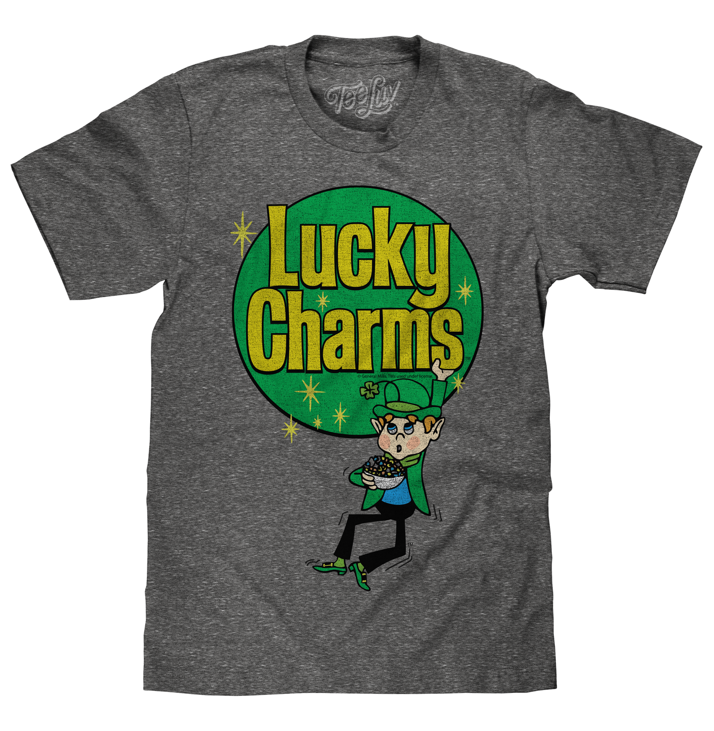 Lucky Charms Retro Logo Mens T Shirt Gray