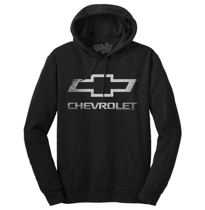 Chevrolet Logo Pullover Hooded Fleece Sweatshirt Hoodie Black