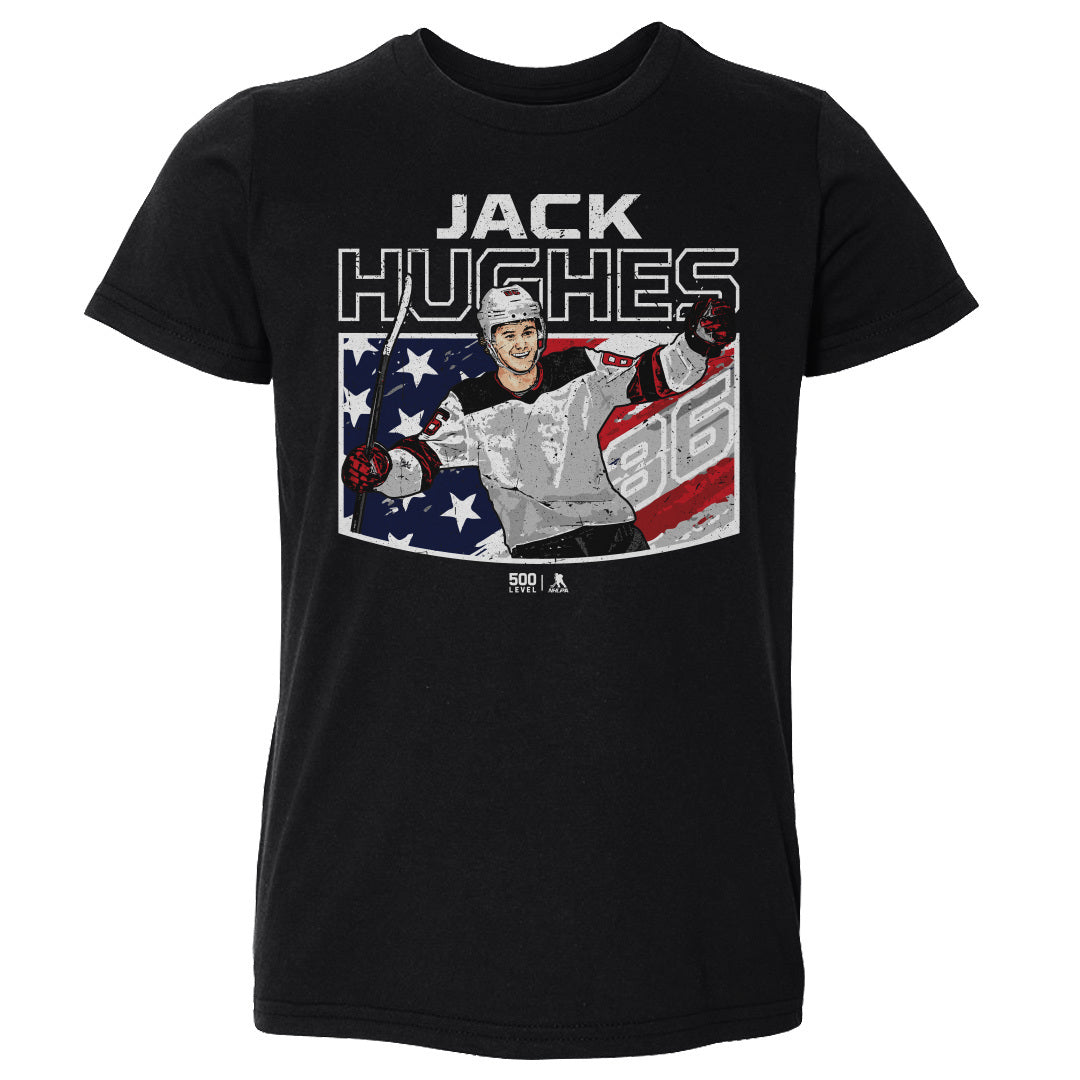 Jack Hughes New Jersey American Flag WHT