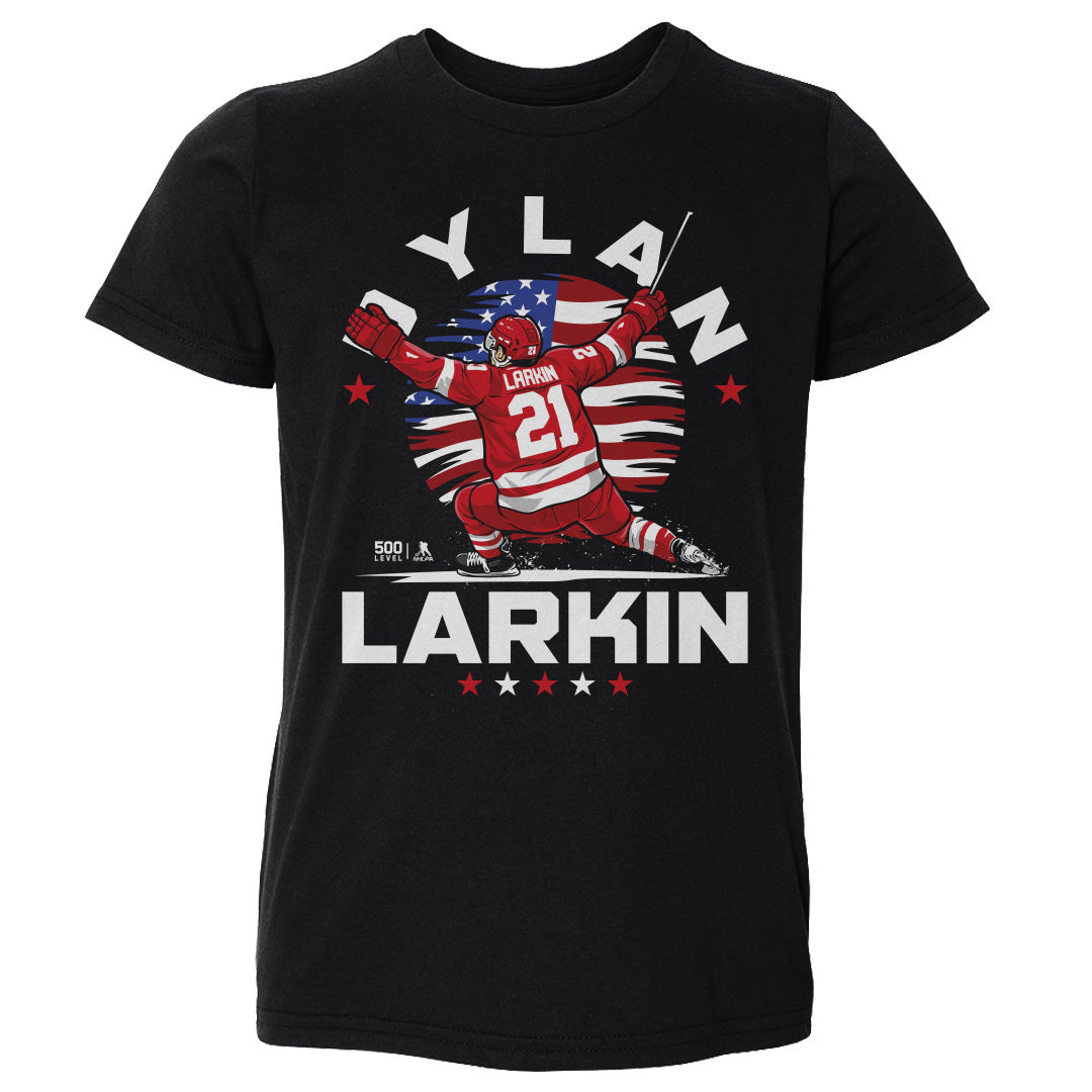 Dylan Larkin Detroit USA Flag Celebration WHT