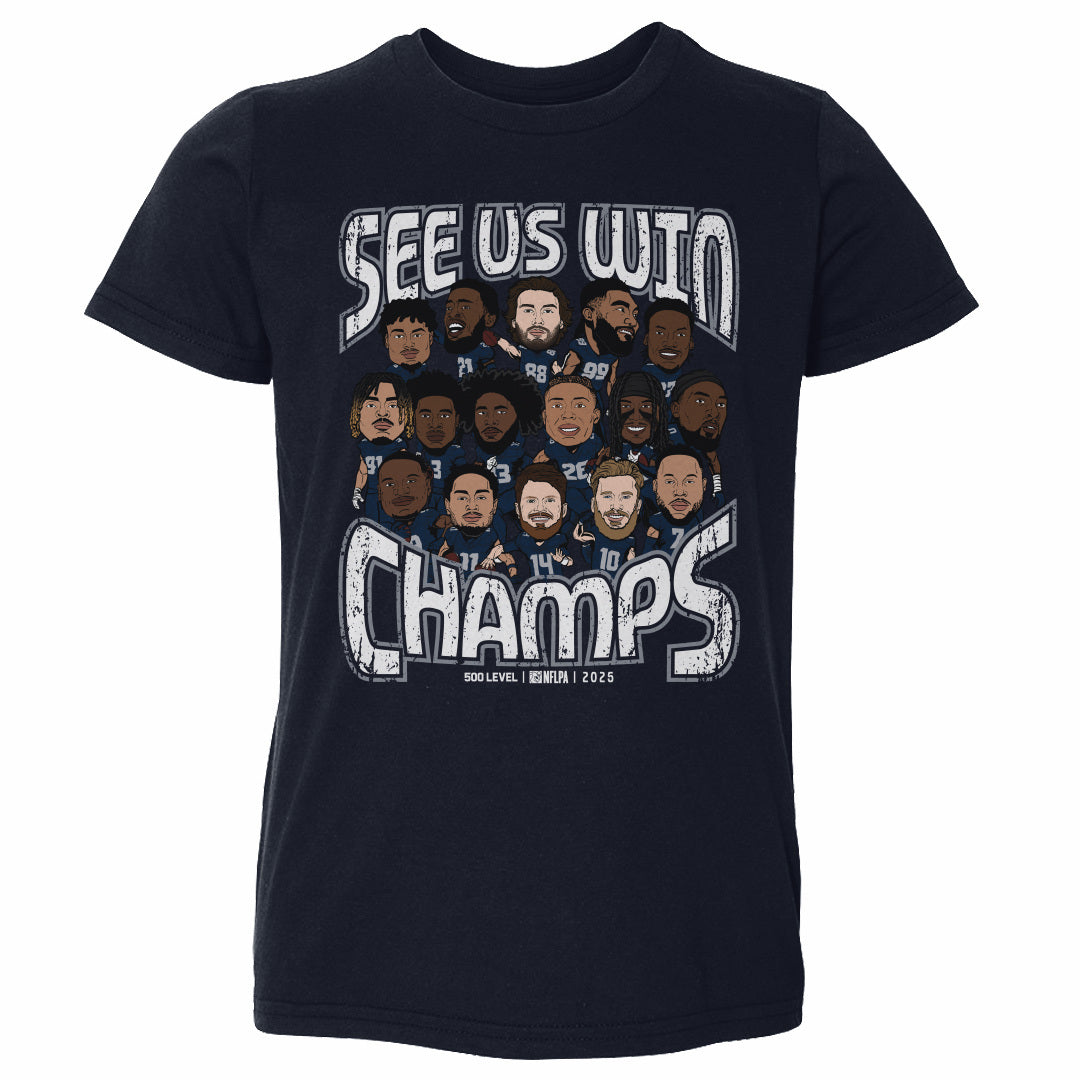 Seattle Football 2025 Champs Cartoon WHT
