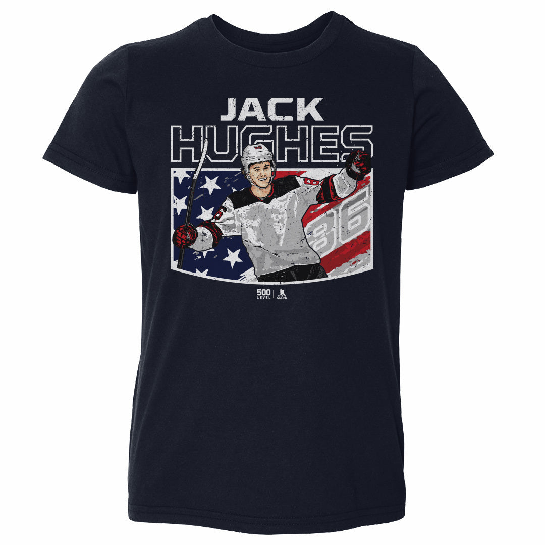 Jack Hughes New Jersey American Flag WHT
