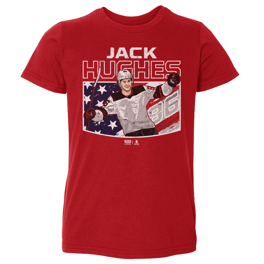 Jack Hughes New Jersey American Flag WHT