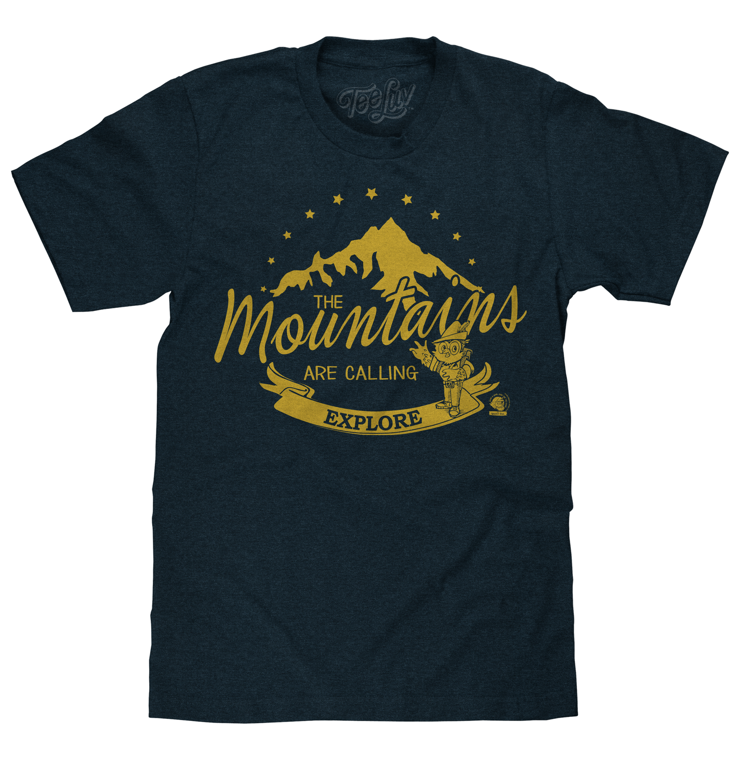 Woodsy Owl The Mountains are Calling Mens T Shirt Navy Blue