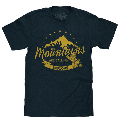 Woodsy Owl The Mountains are Calling Mens T Shirt Navy Blue