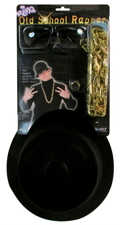 Adult 1980s Old School Rapper Halloween Costume Accessory Kit Run DMC Hip Hop