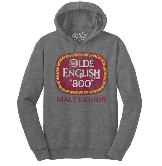 Olde English 800 Malt Liquor Hooded Sweatshirt Hoodie Oxford Gray