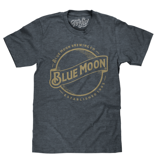 Blue Moon Gold Print Logo Mens T Shirt Indigo