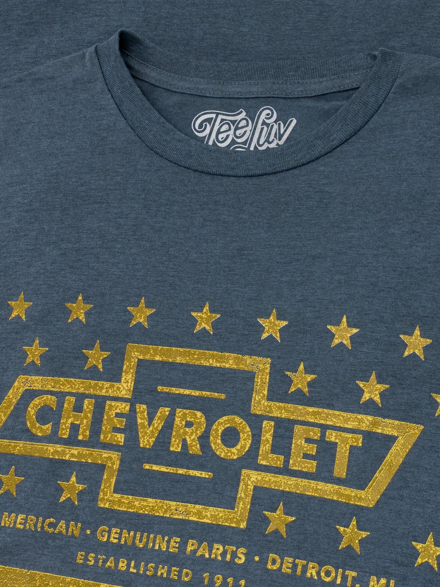Chevrolet Yellow Stars & Stripes Mens T Shirt Gray