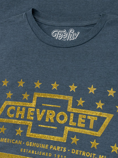 Chevrolet Yellow Stars & Stripes Mens T Shirt Gray