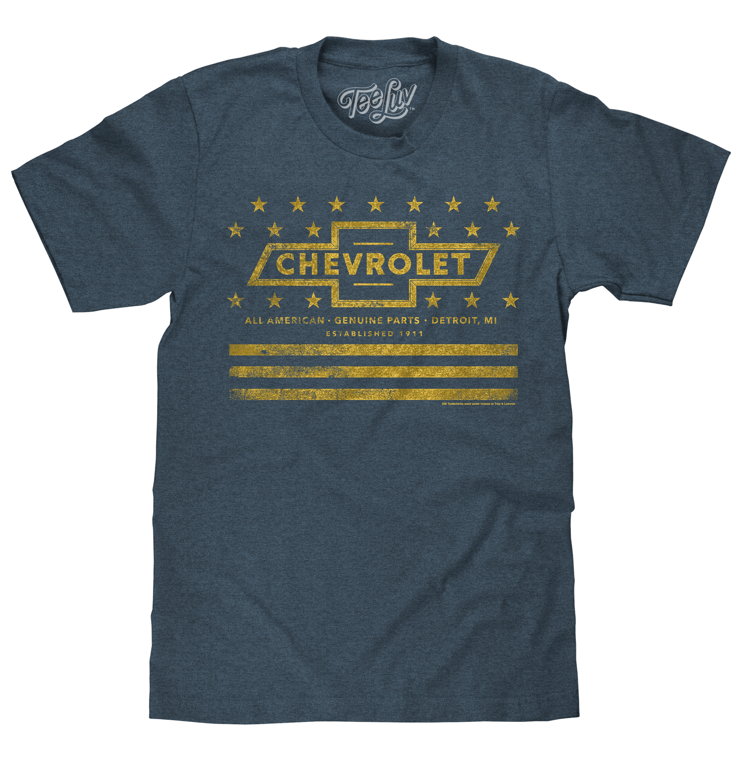 Chevrolet Yellow Stars & Stripes Mens T Shirt Gray