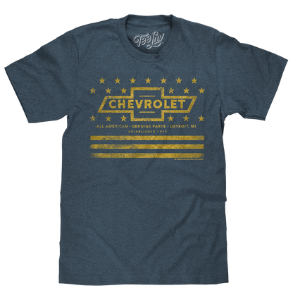 Chevrolet Yellow Stars & Stripes Mens T Shirt Gray