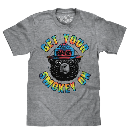 Get Your Smokey On Tie Dye Mens T Shirt Gray