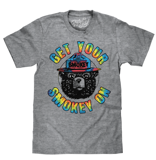 Get Your Smokey On Tie Dye Mens T Shirt Gray