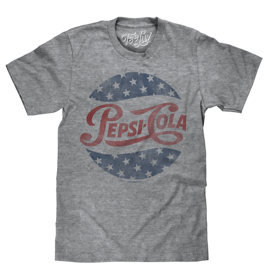 Pepsi Cola Stars Mens T Shirt Gray