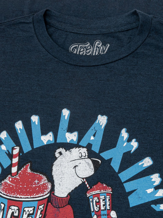 ICEE Chillaxin' Faded Logo Mens T Shirt Navy Blue