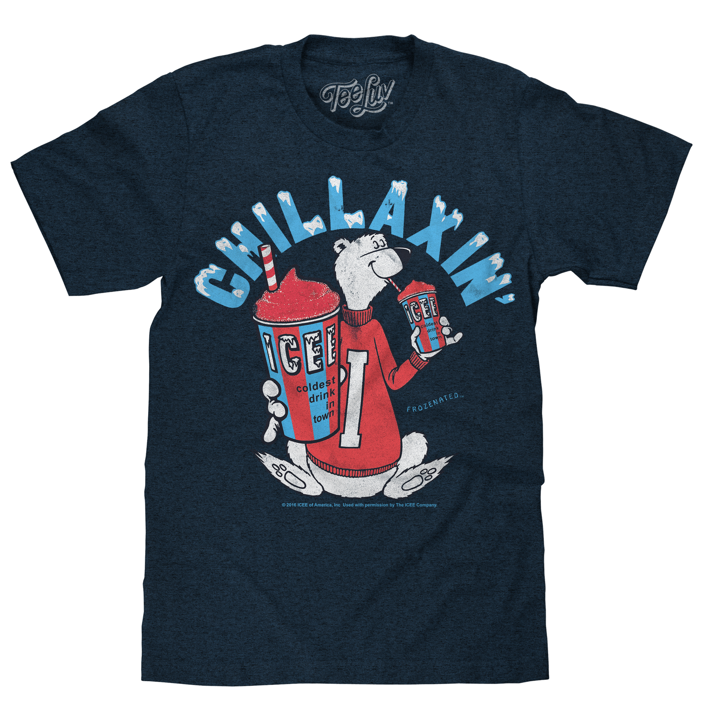 ICEE Chillaxin' Faded Logo Mens T Shirt Navy Blue