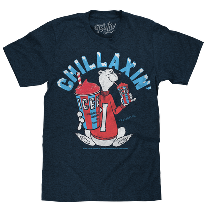 ICEE Chillaxin' Faded Logo Mens T Shirt Navy Blue